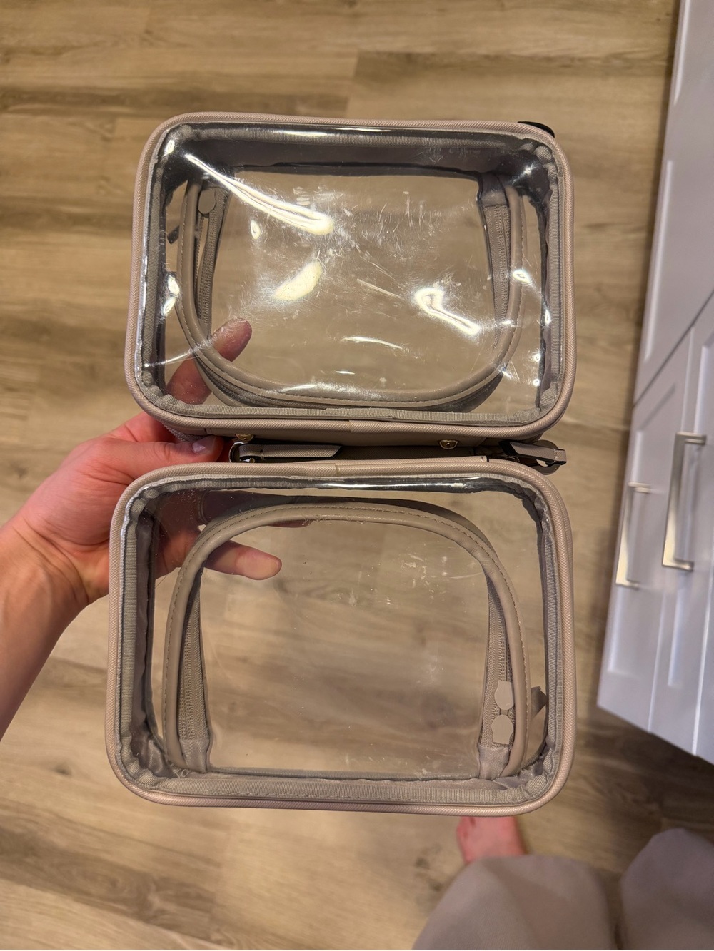 CALPAK Small + Large Clear Cosmetics Case in Stone BUNDLE - Picture 5 of 9